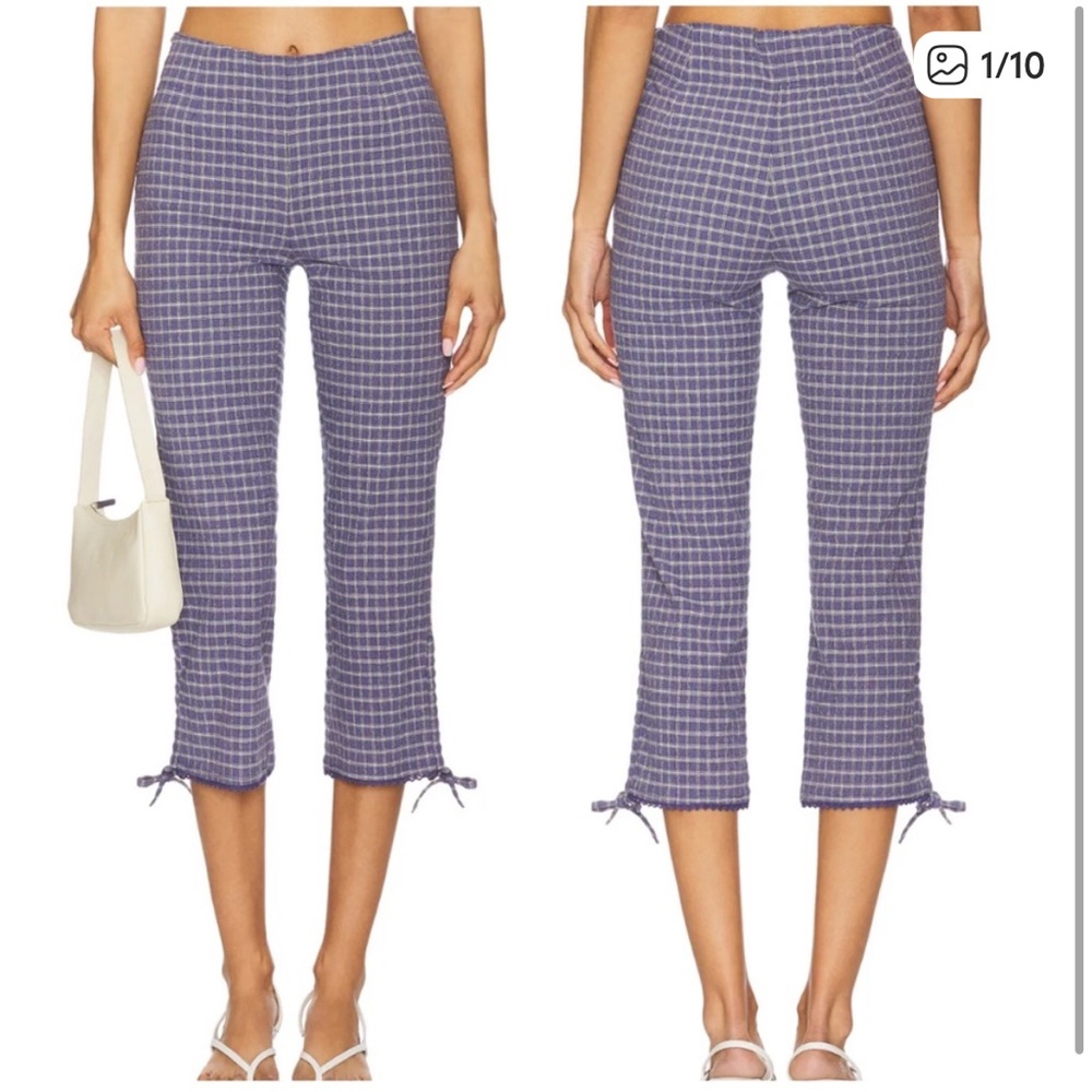 FREE PEOPLE Feeling Flirty Slim Capri Pants Women’s Size 10 Navy Combo